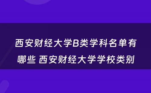 西安财经大学B类学科名单有哪些 西安财经大学学校类别