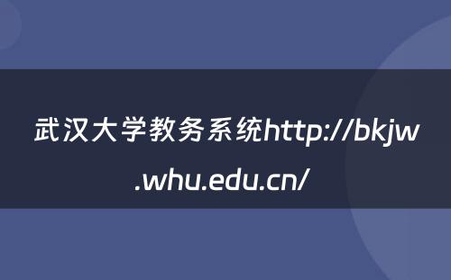 武汉大学教务系统http://bkjw.whu.edu.cn/ 