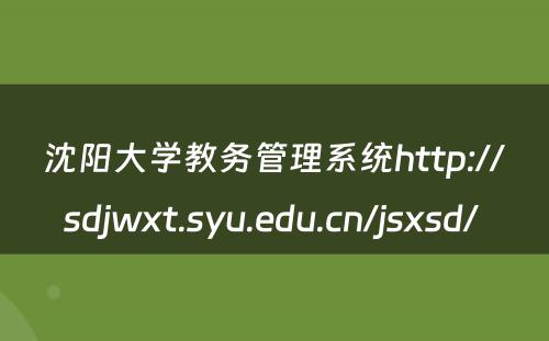 沈阳大学教务管理系统http://sdjwxt.syu.edu.cn/jsxsd/ 