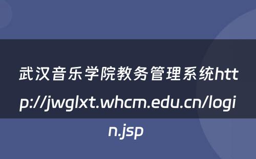 武汉音乐学院教务管理系统http://jwglxt.whcm.edu.cn/login.jsp 