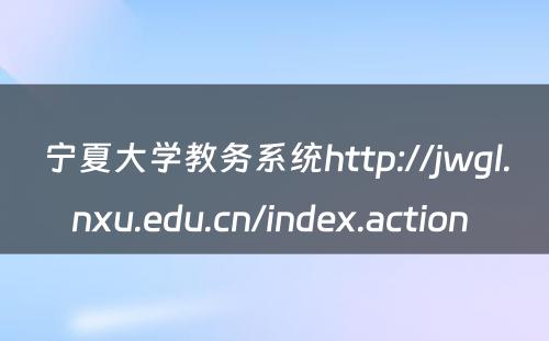 宁夏大学教务系统http://jwgl.nxu.edu.cn/index.action 