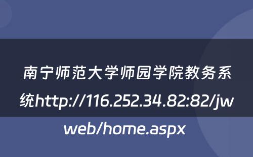 南宁师范大学师园学院教务系统http://116.252.34.82:82/jwweb/home.aspx 