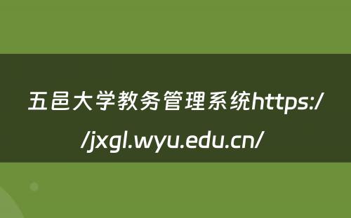五邑大学教务管理系统https://jxgl.wyu.edu.cn/ 