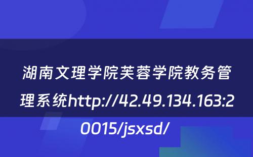 湖南文理学院芙蓉学院教务管理系统http://42.49.134.163:20015/jsxsd/ 