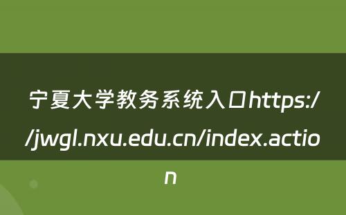 宁夏大学教务系统入口https://jwgl.nxu.edu.cn/index.action 