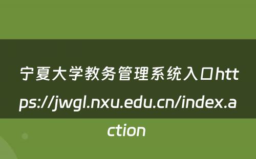 宁夏大学教务管理系统入口https://jwgl.nxu.edu.cn/index.action 