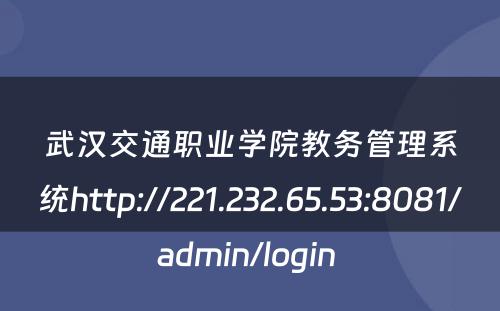 武汉交通职业学院教务管理系统http://221.232.65.53:8081/admin/login 