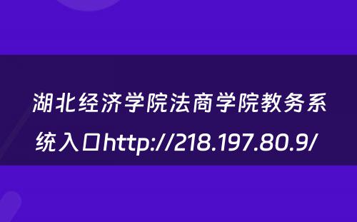 湖北经济学院法商学院教务系统入口http://218.197.80.9/ 