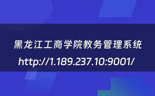 黑龙江工商学院教务管理系统http://1.189.237.10:9001/ 