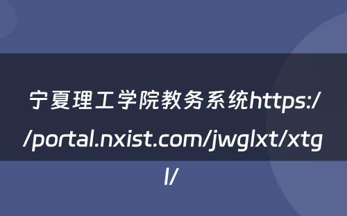 宁夏理工学院教务系统https://portal.nxist.com/jwglxt/xtgl/ 
