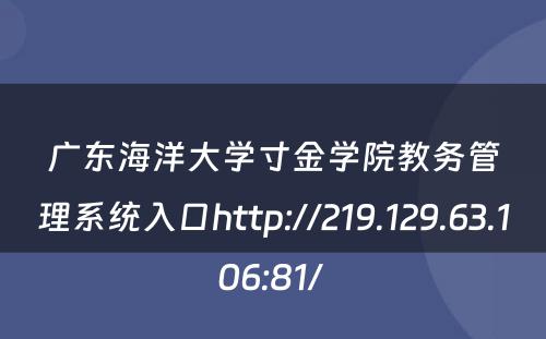 广东海洋大学寸金学院教务管理系统入口http://219.129.63.106:81/ 