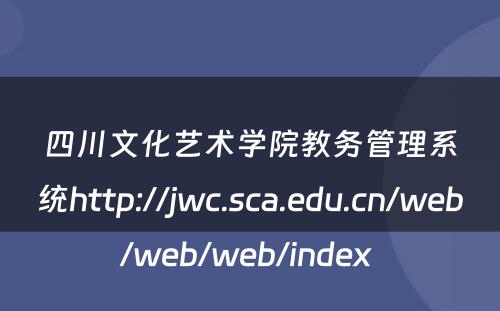 四川文化艺术学院教务管理系统http://jwc.sca.edu.cn/web/web/web/index 