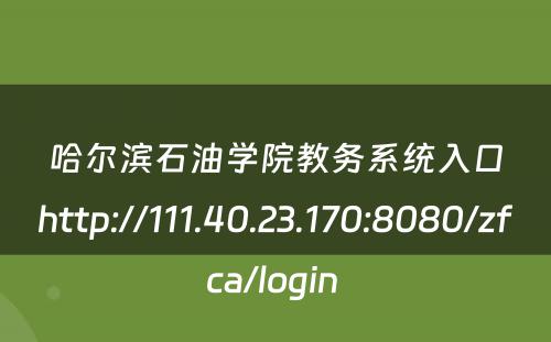 哈尔滨石油学院教务系统入口http://111.40.23.170:8080/zfca/login 