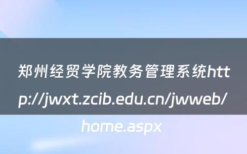 郑州经贸学院教务管理系统http://jwxt.zcib.edu.cn/jwweb/home.aspx 