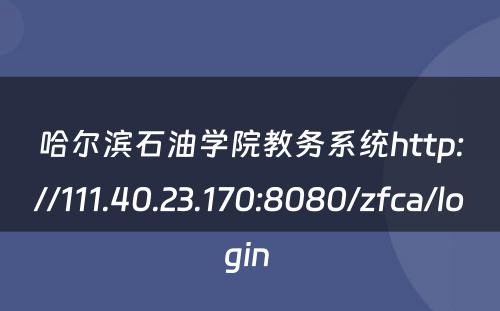 哈尔滨石油学院教务系统http://111.40.23.170:8080/zfca/login 