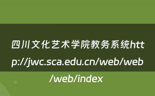 四川文化艺术学院教务系统http://jwc.sca.edu.cn/web/web/web/index 