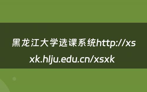 黑龙江大学选课系统http://xsxk.hlju.edu.cn/xsxk 