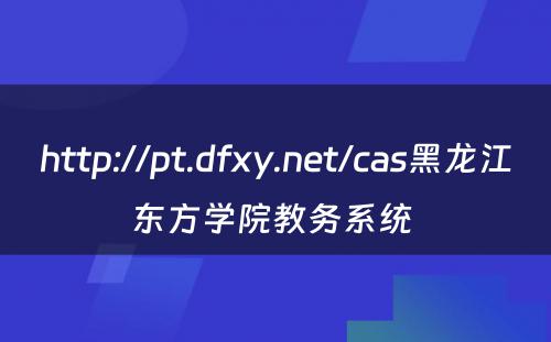 http://pt.dfxy.net/cas黑龙江东方学院教务系统 