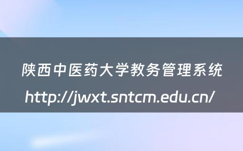 陕西中医药大学教务管理系统http://jwxt.sntcm.edu.cn/ 