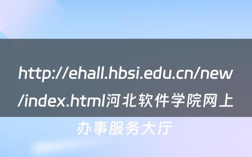 http://ehall.hbsi.edu.cn/new/index.html河北软件学院网上办事服务大厅 