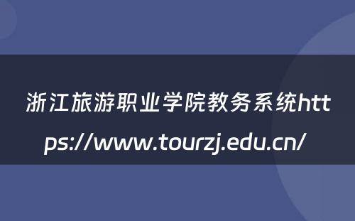 浙江旅游职业学院教务系统https://www.tourzj.edu.cn/ 