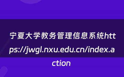 宁夏大学教务管理信息系统https://jwgl.nxu.edu.cn/index.action 