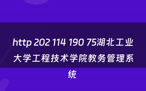 http 202 114 190 75湖北工业大学工程技术学院教务管理系统 