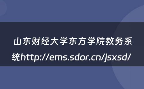山东财经大学东方学院教务系统http://ems.sdor.cn/jsxsd/ 