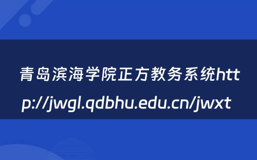 青岛滨海学院正方教务系统http://jwgl.qdbhu.edu.cn/jwxt 