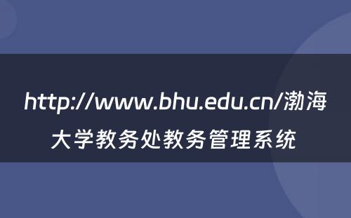 http://www.bhu.edu.cn/渤海大学教务处教务管理系统 