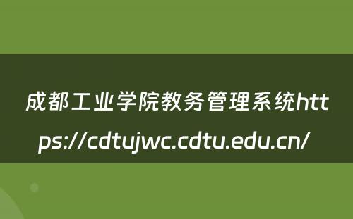 成都工业学院教务管理系统https://cdtujwc.cdtu.edu.cn/ 