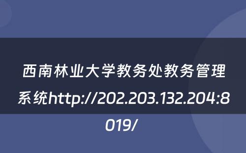 西南林业大学教务处教务管理系统http://202.203.132.204:8019/ 