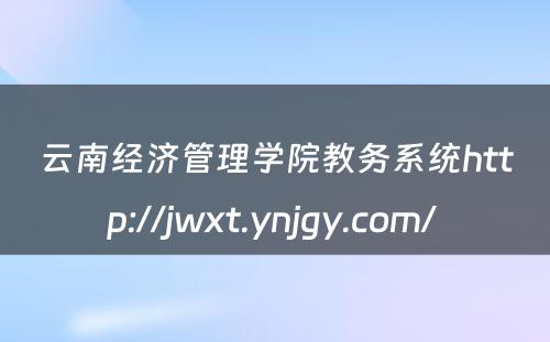 云南经济管理学院教务系统http://jwxt.ynjgy.com/ 