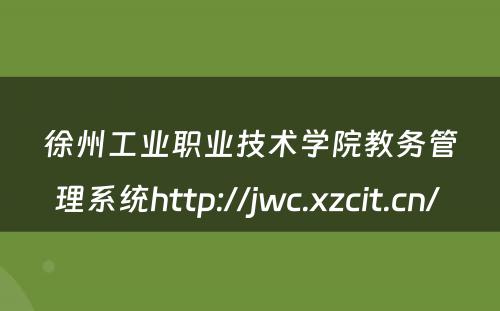 徐州工业职业技术学院教务管理系统http://jwc.xzcit.cn/ 