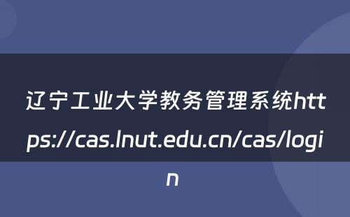 辽宁工业大学教务管理系统https://cas.lnut.edu.cn/cas/login 