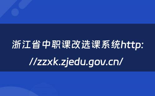 浙江省中职课改选课系统http://zzxk.zjedu.gov.cn/ 