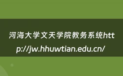 河海大学文天学院教务系统http://jw.hhuwtian.edu.cn/ 