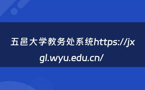 五邑大学教务处系统https://jxgl.wyu.edu.cn/ 