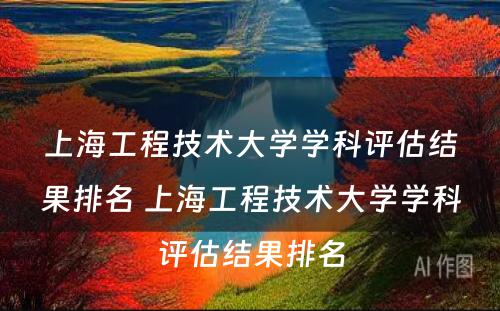 上海工程技术大学学科评估结果排名 上海工程技术大学学科评估结果排名