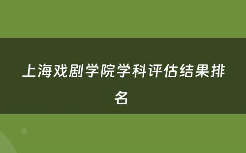 上海戏剧学院学科评估结果排名 