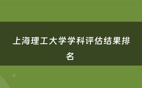 上海理工大学学科评估结果排名 