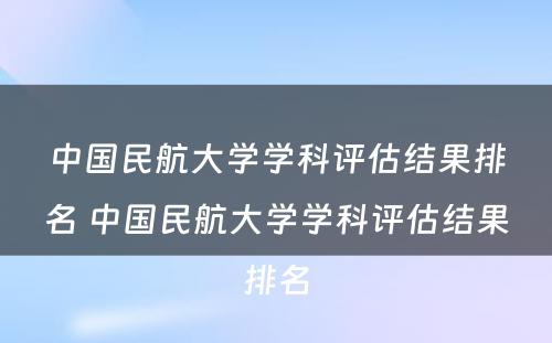 中国民航大学学科评估结果排名 中国民航大学学科评估结果排名