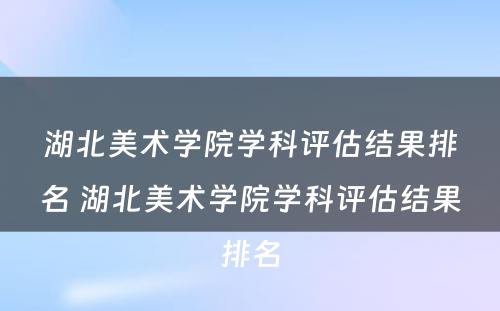 湖北美术学院学科评估结果排名 湖北美术学院学科评估结果排名