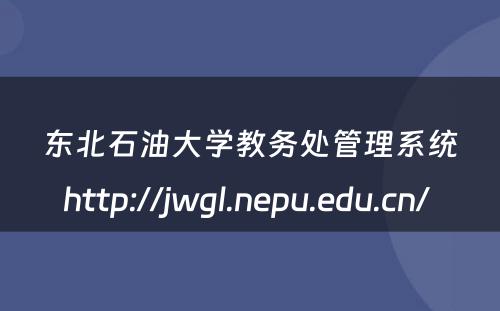 东北石油大学教务处管理系统http://jwgl.nepu.edu.cn/ 