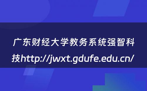 广东财经大学教务系统强智科技http://jwxt.gdufe.edu.cn/ 