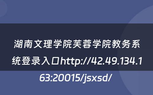 湖南文理学院芙蓉学院教务系统登录入口http://42.49.134.163:20015/jsxsd/ 