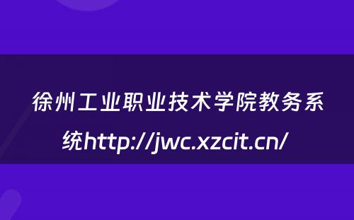 徐州工业职业技术学院教务系统http://jwc.xzcit.cn/ 