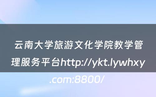 云南大学旅游文化学院教学管理服务平台http://ykt.lywhxy.com:8800/ 