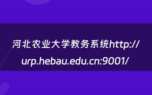 河北农业大学教务系统http://urp.hebau.edu.cn:9001/ 