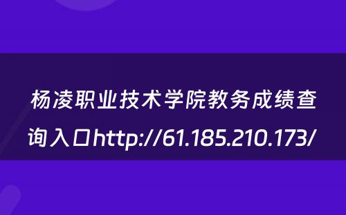 杨凌职业技术学院教务成绩查询入口http://61.185.210.173/ 